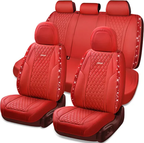 Miniatura 16 de Car Pass Funda de asiento, cuero napa rosa, asientos delanteros, impermeable, resistente, antideslizante, universal para el 95% de automóviles, SUV