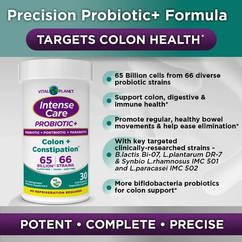 Miniatura 6 de Vital Planet - Probióticos de cuidado intenso para colon y estreñimiento más prebióticos orgánicos, postbióticos, parabióticos, suplemento completo