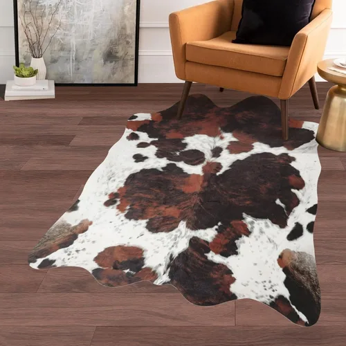 Miniatura 14 de Alfombra de Piel de Vaca Sintética Grande 8x10 pies – Alfombra de Área Suave Antideslizante de Piel de Vaca con Estampado Animal Occidental