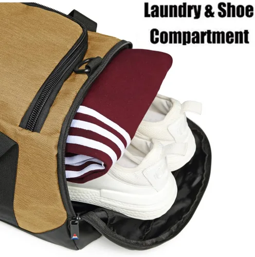 Miniatura 3 de Bolsa de lona para gimnasio, mochila deportiva impermeable, bolsa de viaje para hombres y mujeres, bolsa de noche con compartimento para zapatos