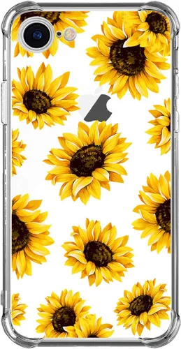 Miniatura 2 de Funda transparente de girasol compatible con iPhone SE 2022 SE 2020 7 8, funda trasera floral para niñas y mujeres, funda protectora transparente
