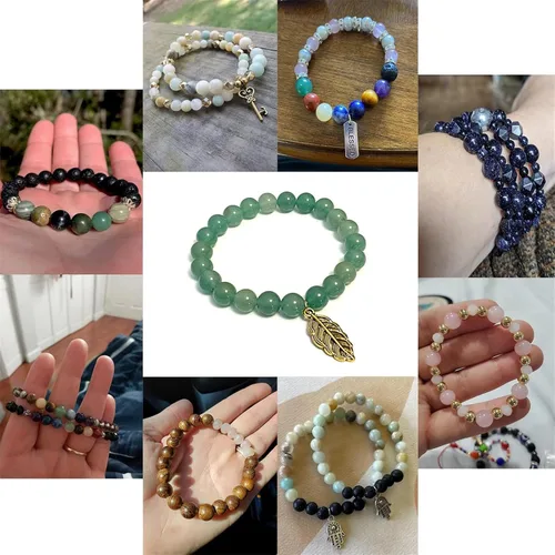 Miniatura 6 de 46 piezas de cuentas de piedra natural de 8 mm de amatista azul, cuentas sueltas redondas de jade para hacer joyería, pulseras, collares, 38 cm Jade