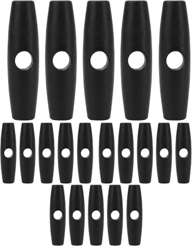 20 tapones de cuerda de paracaídas, tensores de botón de cuerda de plástico negro para mochila, tienda de campaña, camping, lona, toldo, ropa,