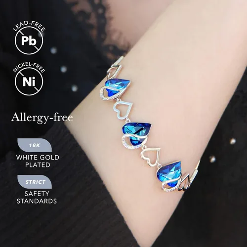 Miniatura 3 de Leafael - Pulsera de amor infinito con eslabones, corazón de cristal y piedra natal, regalos para mujer, tono plateado, 7 pulgadas con extensor de 2