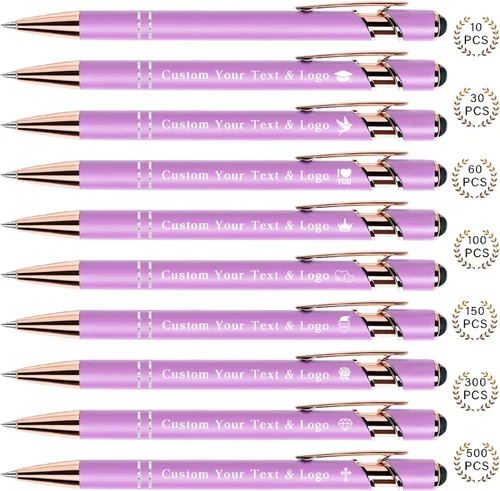 Miniatura 19 de Bolígrafos personalizados a granel, bolígrafos personalizados con nombre/logotipo en ambos lados, regalo de tinta negra, bolígrafo grabado con lápiz
