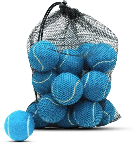 Pelotas de tenis, paquete de 18 pelotas de entrenamiento con bolsa de malla para un fácil transporte, pelotas de práctica para perros y mascotas,