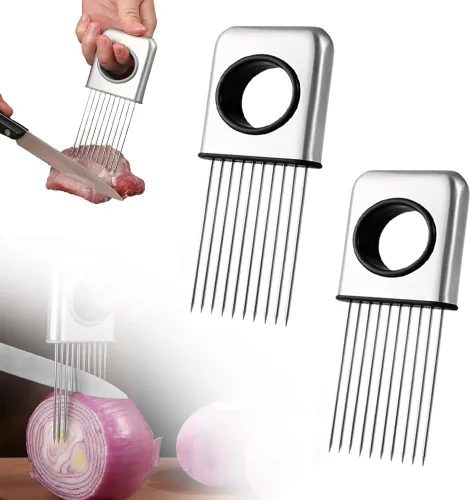 Miniatura 8 de Soporte para Rebanadas de Cebolla, 2026 Nuevo Soporte de Cebolla de Acero Inoxidable para Rebanar Cortador de Verduras para Papa y Tomate