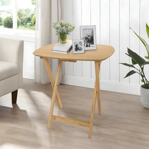Miniatura 2 de eHemco Mesa plegable de madera dura de gran tamaño para la cena, comer, 25.5 pulgadas, natural