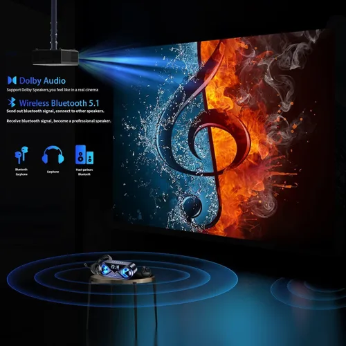 Miniatura 5 de Proyector 2200 ANSI 4K FHD con WIFI Bluetooth, enfoque automático inteligente, ARC, altavoz DoIby Audio de 30 W, PPT, proyector de cine en casa