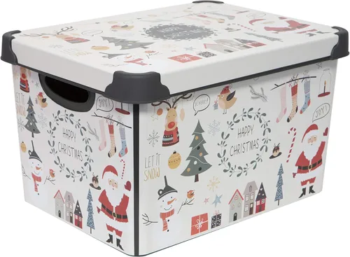 Miniatura 12 de Simplify Contenedor de almacenamiento de diseño a cuadros, bolsa de Navidad, organizador de decoraciones de decoración navideña, diseño de cuadros