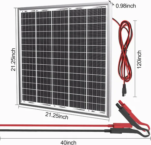 Miniatura 7 de SOLPERK Kit de panel solar de 50 W 24 V, controlador inteligente impermeable 10A PWM, cargador de batería solar para el hogar al aire libre para RV