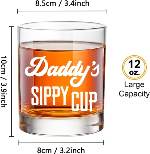 Miniatura 2 de LIGHTEN LIFE Vaso Sippy de Papá Vaso de Whisky de 12 onzas, Regalo Único para Papá en Caja de Madera Valiosa, Divertido Regalo de Broma para Nuevo
