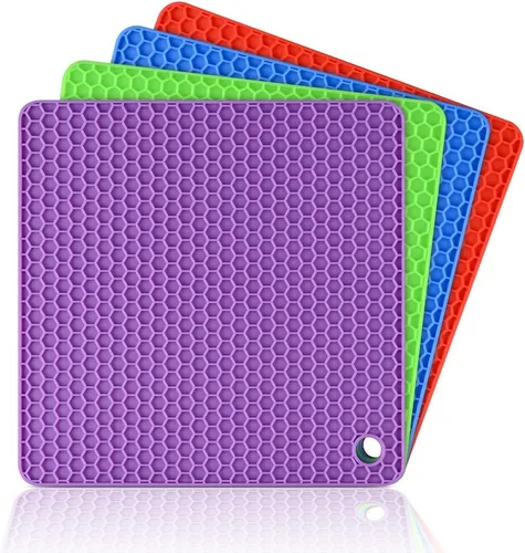 Miniatura 8 de Alfombrillas de silicona para platos calientes, almohadillas calientes para encimera de cocina, posavasos antideslizantes, resistentes al calor