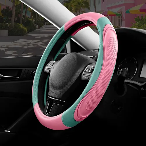 Miniatura 17 de Road Comforts Funda para volante de automóvil, funda de cuero de microfibra para volante de 14.5 a 15 pulgadas, antideslizante, para hombres