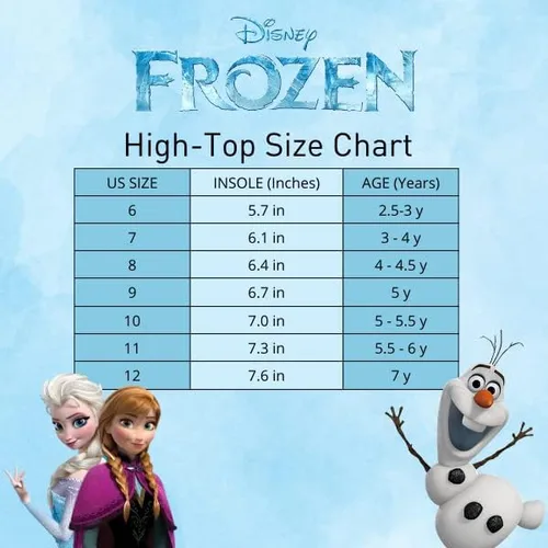 Miniatura 6 de Disney Frozen - Zapatos deportivos para niñas - Tenis de caña alta para niñas - Zapatos de princesa Ana y Elsa - Personajes de lona casuales sin