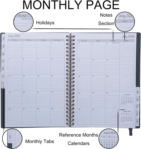 Miniatura 3 de Daily Planner 2026,Jan 2026-Dec 2026,Weekly & Monthly Planner,Calendar Planner 2026 with Tabs Personal Notebook for Work or Home,6.3"x 8.5",Thicker