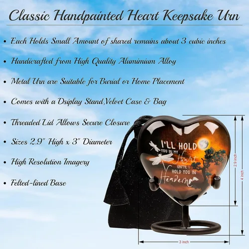 Miniatura 3 de Urnas pequeñas de corazón para cenizas humanas Mini urnas de cremación para adultos y mascotas Urna de corazón de recuerdo hecha a mano, tapa