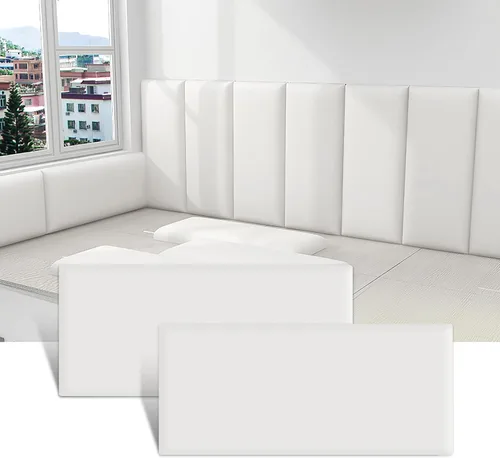 Miniatura 10 de Acolchado de Pared 3D Anticolisión para Niños, Paneles de Pared Tapizados Despegar y Pegar, Cabecero Queen, Pegatinas de Pared de Protección Gris