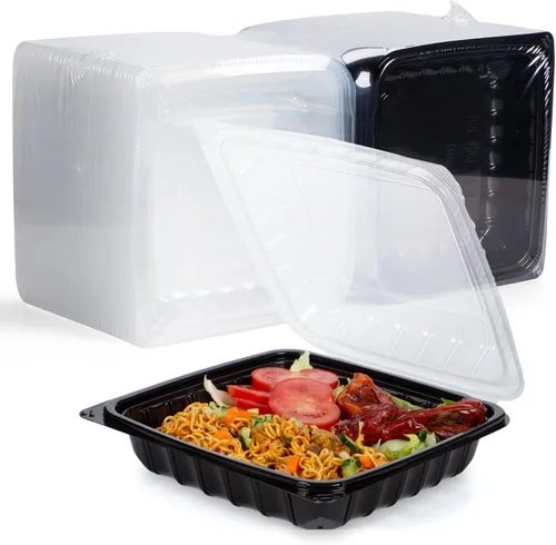 Miniatura 19 de YANGRUI Contenedores para Alimentos de 9 x 6 pulgadas, 28 onzas, paquete de 50 unidades – Envuelto en Plástico PP Relleno de Minerales Libre de BPA