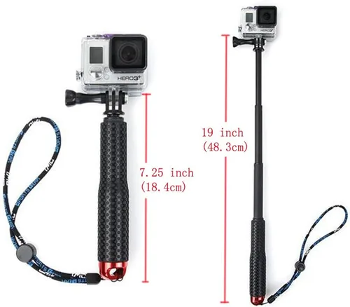 Miniatura 7 de Extensión ajustable de agarre de mano subacuática de 19 pulgadas, poste monopod para GOPRO Hero 6/5/5/5 sesión/4/3+/ 3/2/1, GeekPro, AKASO, Xiaomi