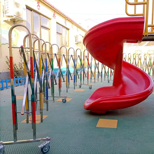 Miniatura 5 de Barricada metálica extensible de acero inoxidable – Puerta de barrera de seguridad móvil – Valla de tráfico retráctil – para garajes, escuelas Rojo
