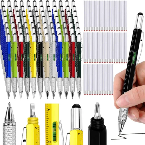 Miniatura 21 de Zhanmai - 72 bolígrafos multiherramienta 6 en 1 para regalo del Día del Padre, herramienta de destornillador, bolígrafo multifuncional para papá