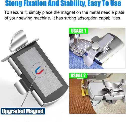 Miniatura 4 de TOOVREN Guía de costura magnética mejorada para máquina de coser, guía de costura magnética con clip, guía universal de costura, guía de dobladillo