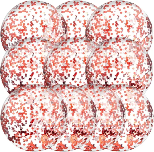 Miniatura 15 de Civaner 10 bolas inflables de playa con purpurina de 16 pulgadas, bola grande de confeti brillante para piscina, globo inflable transparente