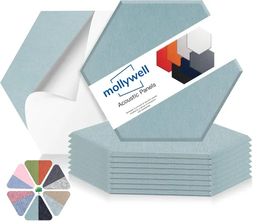 Miniatura 35 de Mollywell Paneles acústicos hexagonales, de alta densidad, insonorizantes, azulejos de fieltro decorativos para reducción de ruido para techos