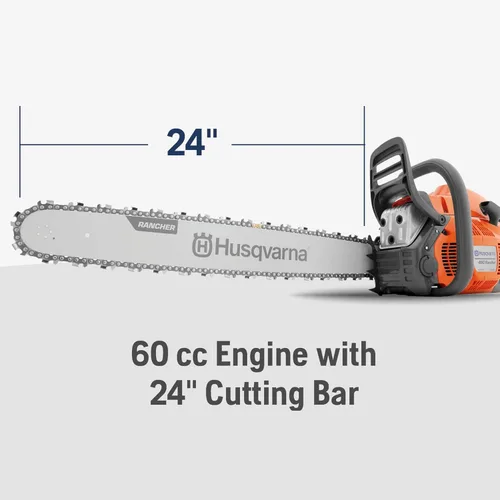 Miniatura 2 de Sierra eléctrica Husqvarna 460 Rancher a gas, 60.3 cc 3.6 HP, motor 2-ciclo X-Torq, motosierra de 24 pulgadas con bomba de aceite ajustable