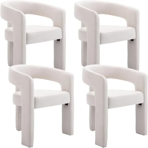 Miniatura 21 de BESTANO Sillas de comedor modernas tapizadas en terciopelo de vellón con respaldo abierto, lindas sillas laterales de barril, sillas de cocina