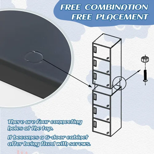 Miniatura 6 de Casillero de almacenamiento vertical de metal con 3 puertas para dormitorio de niños, habitación de niños, escuela, oficina, hogar, gabinete