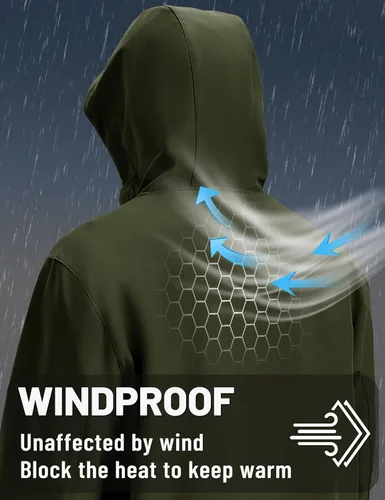 Miniatura 3 de TACVASEN Chaqueta Softshell para Hombre con Capucha Impermeable Abrigo Táctico de Vellón Abrigo de Invierno Rompevientos Chaquetas Ligeras