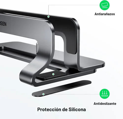 Miniatura 4 de UGREEN Soporte vertical para laptop para escritorio compatible con MacBook Pro, MacBook Air, soporte vertical de aluminio ajustable para portátiles