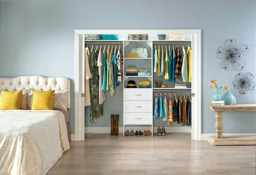 Miniatura 3 de ClosetMaid SuiteSymphony - Kit organizador de armario de madera con torre, 3 barras para colgar, estantes superiores, 3 cajones, ajustable, se