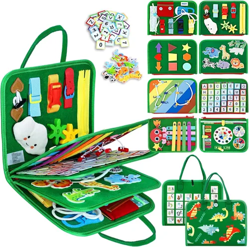 Miniatura 13 de Esjay Tablero de Actividades para Niños Pequeños Juguetes Montessori para Niños, Libro Sensorial Actividades Educativas para Aprender Habilidades