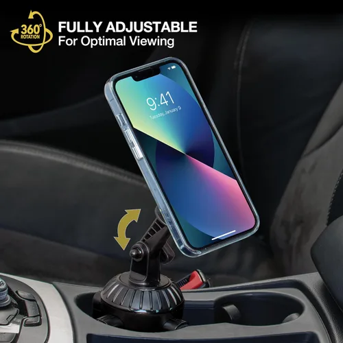 Miniatura 5 de Scosche Soporte de Teléfono para Portavasos de Automóvil, Soporte Magnético para Teléfono Celular con Cuello Ajustable y Rotación de 360°, Soporte