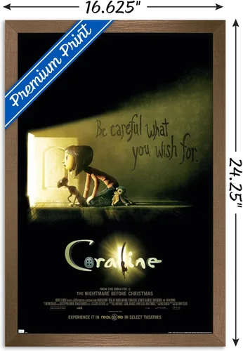Miniatura 3 de Trends International Coraline - Póster de pared de una hoja, 22.4 pulgadas de largo x 14.7 pulgadas de ancho, versión enmarcada en bronce Versión