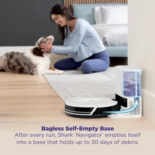 Miniatura 5 de Aspiradora robot Shark Navigator con base autovaciante sin bolsa de 30 días de capacidad, potente succión, navegación SmartPath, cepillo