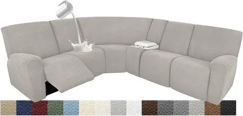 Miniatura 85 de Fundas impermeables de sofá reclinable modular para sofás reclinables, lavable en forma de L, para perros, fundas elásticas para sofá reclinable