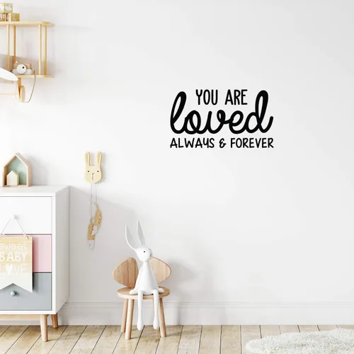 Miniatura 2 de Calcomanía de vinilo para pared, con texto en inglés «You are Loved Always & Forever», 14 x 25 pulgadas, moderna y bonita calcomanía con cita