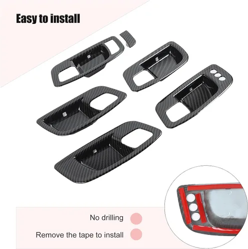 Miniatura 5 de CheroCar Funda para manija interior de la puerta del cargador para Dodge Charger 2011-2026, para Chrysler 300 300C 2015-2026, 6 piezas ABS negro