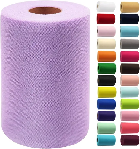 Miniatura 29 de Rollos de tela de tul de 6 pulgadas por 100 yardas (300 pies) Carrete de cinta de tul para manualidades, tutú, arco para la cabeza, decoración
