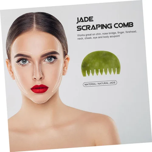 Miniatura 8 de Natural Jade Gua Sha peine cepillo para el cuidado de la salud antiestático del masaje del cuero cabelludo
