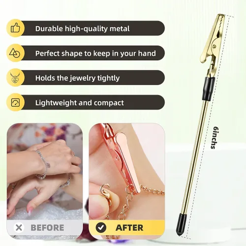 Miniatura 2 de 3 piezas de pulsera herramienta de joyería ayudante pulsera de mano ayudante equipo de fijación y gancho para joyería pulsera collar reloj cierres