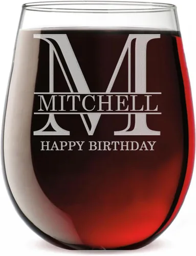 Miniatura 23 de Copa de vino personalizada sin tallo, grabada para el Día de la Madre, monograma circular, copa de vino personalizada para mamá, copas de vino