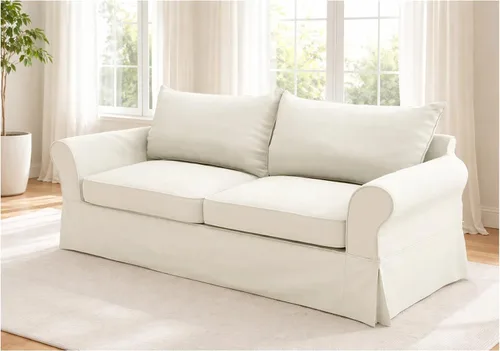 La funda de sofá de algodón solo se adapta al sofá Pottery Barn PB Comfort Grand Roll Arm (borde de cuchillo beige) | Thick Heavy Duty Cotton PB