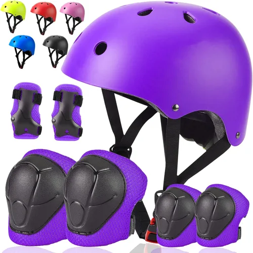 Miniatura 20 de Conjunto de casco de bicicleta para niños pequeños con rodilleras, casco de ciclismo ajustable para niño y niña, equipo de protección