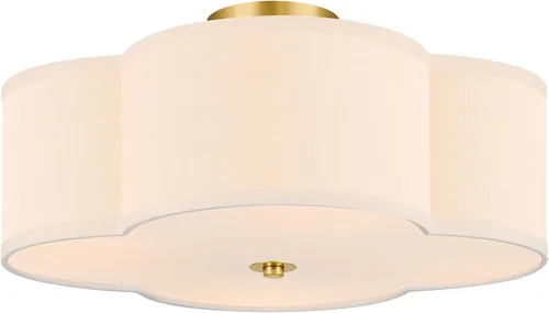 Miniatura 13 de VONLUCE Lámpara de techo semiempotrada de 12.6 pulgadas, moderna lámpara de techo de 3 luces con pantalla en forma de pétalos blancos, 3 enchufes
