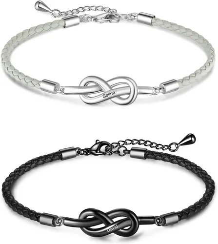 Miniatura 5 de Pulseras personalizadas con el infinito para parejas, pulseras a juego con nombre personalizado para parejas, regalo romántico para el día de San